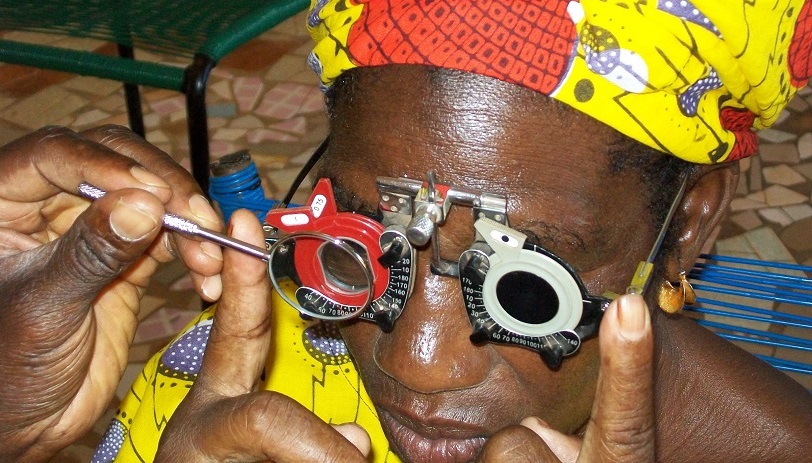 Woman undergoing an eye test