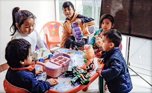 Mobile play space for children at the consultations in Bolivia