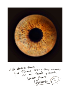 Image of the printed copy of Javier Bardem's iris