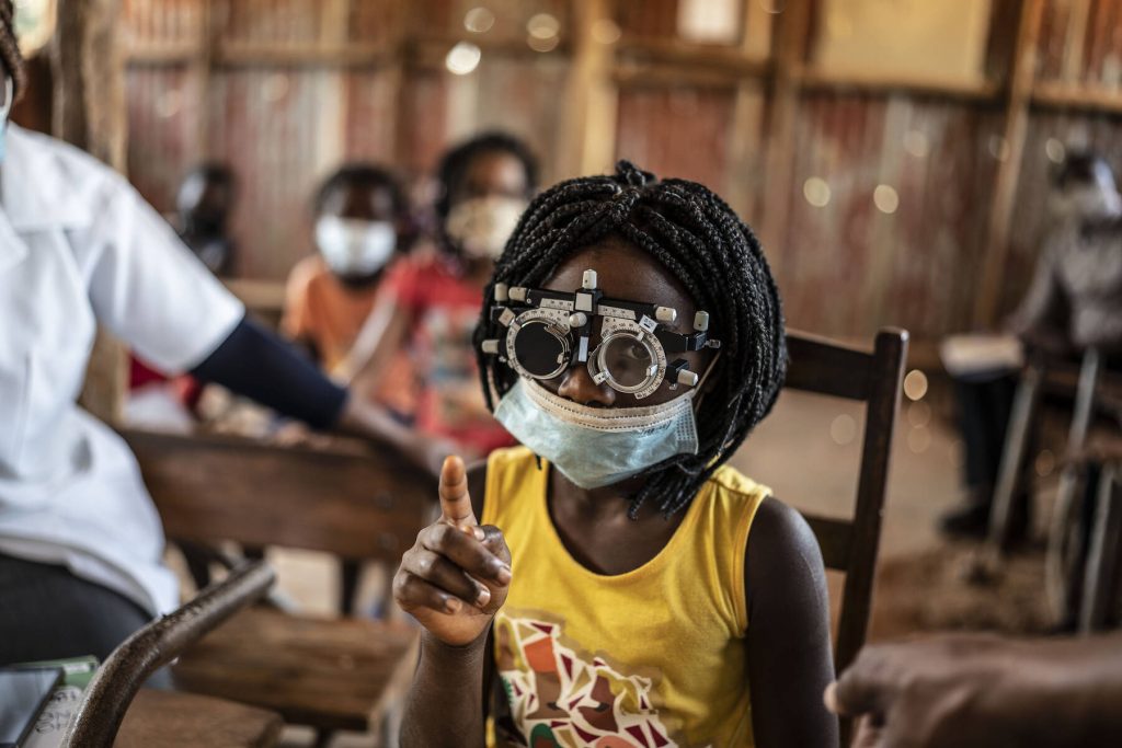 Girl during visual examination